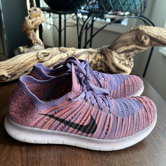 Nike Free Rn Flyknit pink purple Women’s Size 8 - Picture 2 of 8